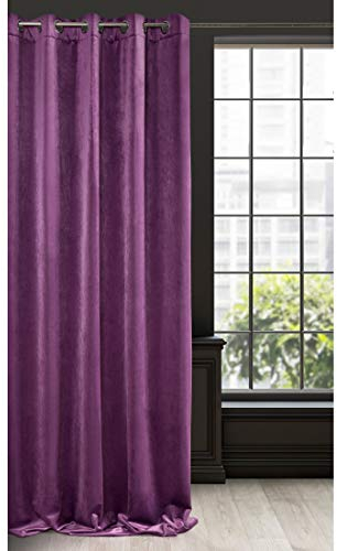 Eurofirany RIA Blickdicht Samtvorhang mit Ösen-1 STK. Einfarbig Thermogardine, Verdunklungsvorhänge, Wohnzimmer, Schlafzimmer, Lounge, 290 g/m2, Velvet, DUNKEL VIOLETT, 140x250cm