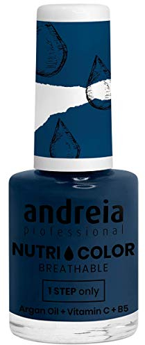 Andreia Professional NutriColor Breathable Nail Polish - Vegan and Cruelty-Free DIY Nail Art Nail Polish with Long Lasting Gloss Finish Colour NC24 Blue Teal 10.5ml
