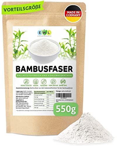 Bambusfasern 550g Vorteilspack │Herstellung und Produktion in Deutschland│Kontrollierte Qualität│Fein und schonend Vermahlen 550g