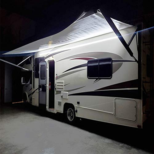 Seagen Luz LED para fiesta de toldo, tira de toldo LED para caravana, remolque, viajes, tráiles, camiones de comida, área de toldo para barbacoa, 5 m (16.4 pies), CC 12 V, blanco