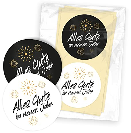 itenga Aufkleber Alles Gute im neuen Jahr Silvester Neujahr Grüße rund 4cm 24 Sticker