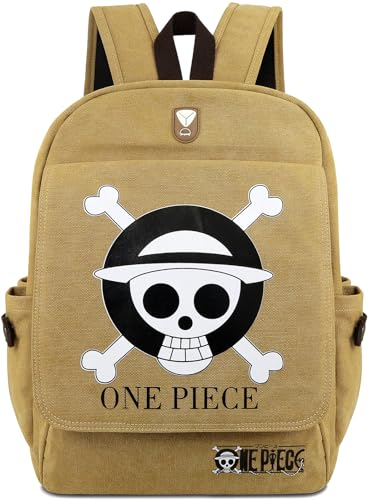Roffatide Anime Anime Rucksack Khaki Segeltuch Büchertasche Bedruckte Klappe Schultasche mit Kopfhörerloch