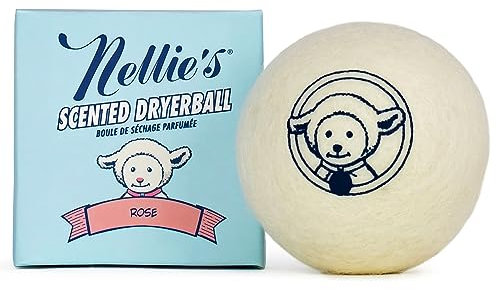 Nellie's Dryerball in lana profumata, profumata alla rosa, realizzata in 100% pura lana neozelandese e dura circa 50 carichi di asciugatura, silenziosa nell'asciugatrice