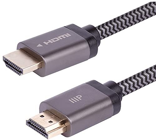 Monoprice Cable HDMI 2.1 de Alta Velocidad Trenzado Certificado 8K - 6 pies - Negro | 48 Gbps, Compatible con Sony PS5, Microsoft Xbox Series X y Series S