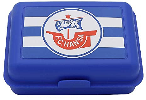 F.C. Hansa Rostock Brotdose - Streifen - Lunchbox, Frühstücksbox, Vorratsdose - Plus Lesezeichen Wir lieben Fußball