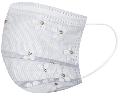 IBAOBAO Lulupi 50 Stück Einweg Erwachsene Mundschutz Mund-Nasenschutz Elegant Mesh 4-lagig Atmungsaktive Einmal MNS Mundschutzmaske Halstuch Maske Tücher Blumen Motiv Multifunktionstuch Schals Tücher