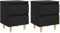 vidaXL 2X Nachttisch mit Kiefernholz-Beinen 2 Schubladen Nachtschrank Nachtkonsole Nachtkommode Schlafzimmer Schrank Kommode Schwarz 40x35x50cm