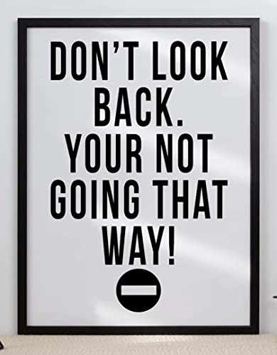 Handmade By Stukk Poster mit inspirierendem Zitat Don't Look Back, Wandkunst, A4, 210 x 297 mm