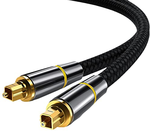 Eono Optisches Kabel, 5m Toslink Optisches Digital Audiokabel S/PDIF Kompatibel mit Stereoanlage, Heimkino, Soundbar, TV, Xbox, PS4
