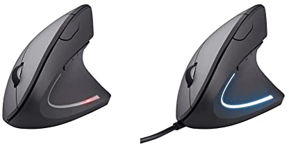 Trust Verto Souris sans Fil, USB, Verticale, Ergonomique, 800/1200/1600 DPI, 4 Boutons, LED - Noir & Verto Souris filaire, Verticale, Ergonomique, 1000 - 1600 DPI, 4 Boutons, LED, pour Droitier - Noir