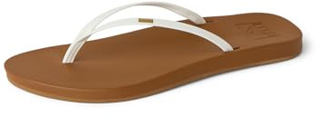 Reef Cushion Slim Womens Flip Flop, Super Lightweight, Ultra Soft Cushion Footbed, White/Tan, 8
