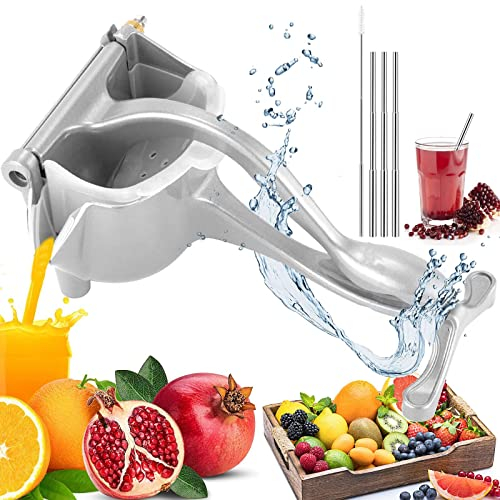 Spremi Melograno, Lega di Alluminio Leggera Spremiagrumi Manuale, Professionale Succo di Limone Pressa con 3 cannucce in acciaio inossidabile e una spazzola per la pulizia per Agrumi, Arance