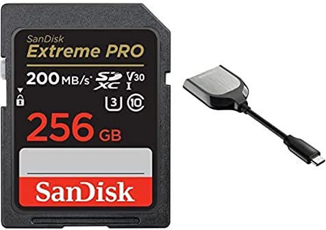 SanDisk Extreme PRO 256GB UHS-I SDXC card + RescuePRO Deluxe with the SanDisk USB Type-C Reader for SD UHS-I and UHS-II Cards