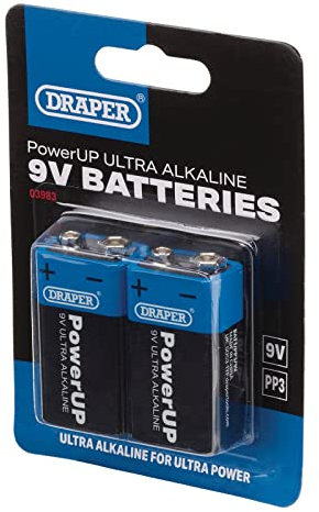 Draper 03983 PowerUP Ultra - Pilas alcalinas de 9 V (Paquete de 2)