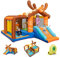 GOPLUS Château Gonflable XXL pour 4 Enfants 3-10 Ans Forme Wapiti Renne Noel Aire de Jeux Gonflable avec Trampoline, Toboggan et 2 Piscine Jeu de Boxe,Basket, Charge120kg(Renne avec Souffleur 450W)