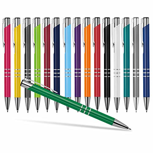 #teamludorf 50x DELTA UNI LACKIERT Metall-Kugelschreiber mit Wunsch-Gravur - Personalisierte Kulis - Stift mit Namen - 16 Farben & 20 Schriftarten - 50 Stück - Grün