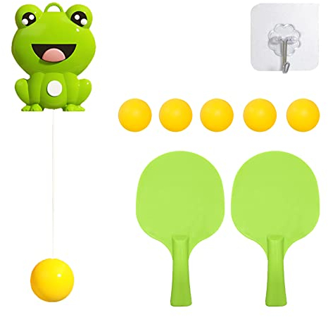 DAWRIS Tischtennis-Trainer-Set zum Aufhängen für den Innenbereich, Tischtennis Trainer Kinder Tischtennisset Trainingsgeräte für den, Ping Pong Set mit 5 Tischtennisbälle und 2 Tischtennis Schläger