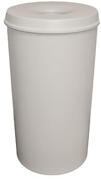 PROREGAL Selbstlöschender Papierkorb & Abfallsammler aus Metall | 50 Liter, HxØ 63x33,5cm | Grau