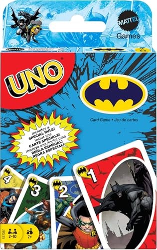 Mattel Games Gioco di carte UNO Batman per bambini, adulti e famiglia, con mazzo da collezione e regola speciale, ispirato a Batman Comics