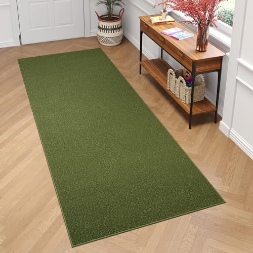 TAPISO Mono Läufer Teppich Kurzflor Indoor Outdoor UV-beständig Grün Einfarbig Wohnzimmer Schlafzimmer Kinderzimmer Modern Design ÖKO-TEX 100 x 500 cm
