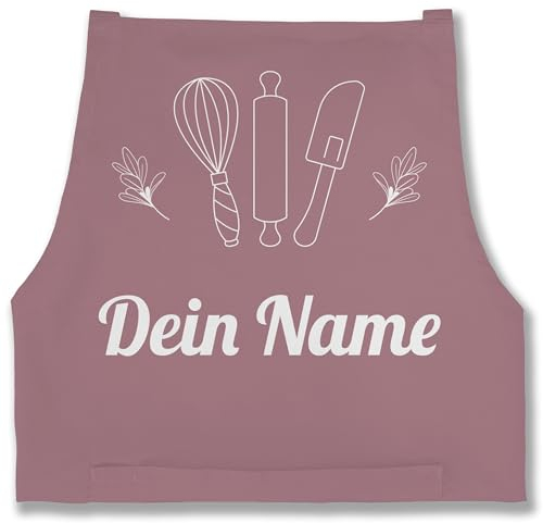 Schürze - Backschürze - Dein Name I Geschenkidee Backen personalisiert I Hobbybäckerin I Weihnachten I Muttertag I Geburtstag I Hobbybäcker - 85x69 - Rosa - geschenke für bäckerschürze damen