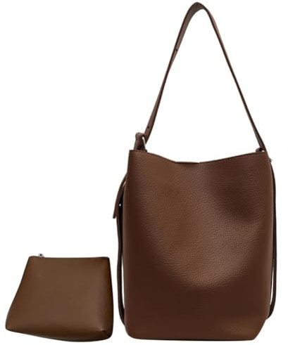 Fiorky Borsa tote alla moda for donna Borsa a secchiello casual di capacità Tracolla regolabile Borsa semplice in tinta unita con pochette abbinata