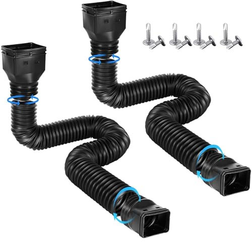 2 Pezzi Prolunga per Grondaia per Grondaia, Prolunga Flessibile per Pluviale, Facile da Fissare Prolunga per Grondaia, Prolunga per Acqua Pluviale Può Estendersi da 21” a 60, Con 8 Viti(Nero)