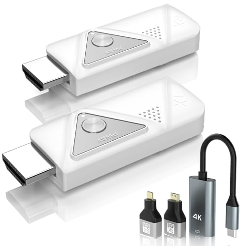 PWAYTEK Émetteur et récepteur HDMI sans Fil, kit HDMI sans Fil Plug and Play 1080P pour transmettre la vidéo et l'audio Depuis Un Ordinateur Portable/PC/TV pour la Surveillance