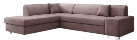 Luxusbetten24 Designer Sofa Pina mit Schlaf- und Klappfunktion | Bezug: Samt | Farbe: Rosé | Stellvariante: Links