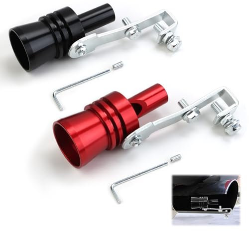 Kasoud - Amplificador de sonido de escape, 2 silbatos turbo de escape, aleación de aluminio, silbato turbo de coche, Xl negro y rojo, silbato de sonido turbo para automóvil, todoterreno, accesorios de