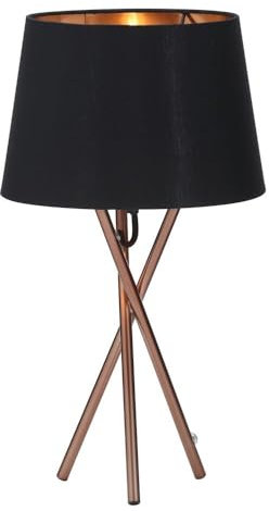 LITECRAFT Table Lamp Tripod Style Base with Black Tapered Shade - Copper Clearance