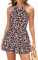 SHEKINI Maillot de bain une pièce élégant pour femme - Dos nu - Ruched - Rétro - Contrôle du ventre - Robe de bain pour femme, Motif léopard rose et noir, XL
