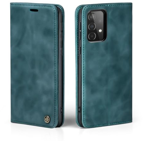 LBH Handyhülle für Samsung Galaxy A53 5G in Petrol Blau mit Karten- und Geldfach Smartphone Hülle mit Standfunktion Flip Case Schutzhülle Magnetverschluss Vintage