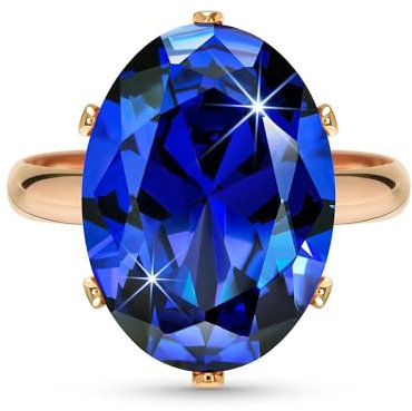 Linawe Saphier Blau Moissanite Diamant Ringe Frauen, Rosegold Schmuck Fingerring Damen, Statement Damenringe Blauer Stein Modeschmuck Jewelry