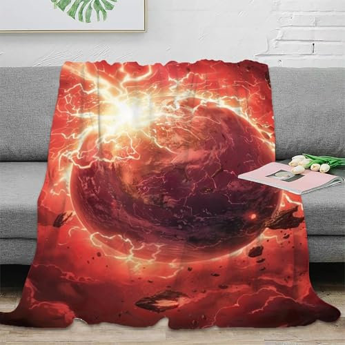 DHBANEIOK Planetary Impact on Earth Gaming Blanket 3D Design Bed Blanket Bedding Decorative Soft Warm Microfiber for Bed Couch Blanket 50x60inch(127x152cm)