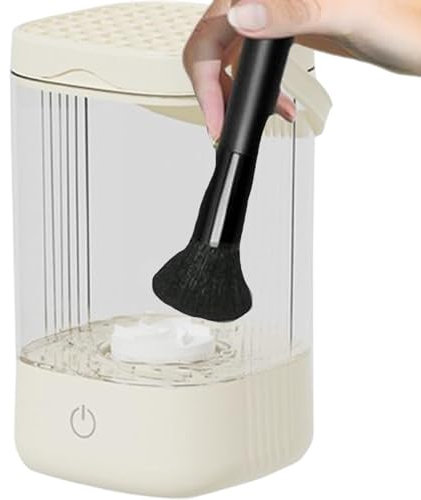 Appareil de rangement pour pinceaux de maquillage, 7 000 tr/min, outil de nettoyage efficace pour pinceaux de maquillage, éponges et pinceaux de maquillage (beige,)