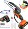 Olmlmo Mini Chainsaw 6 Inch, Cordless Chainsaw with 2 * 2000mAh Battery, Electric Chain Saw with Oil Pot & Security Lock Handheld Pruning Saw for Garden, Tree Branches, and Household