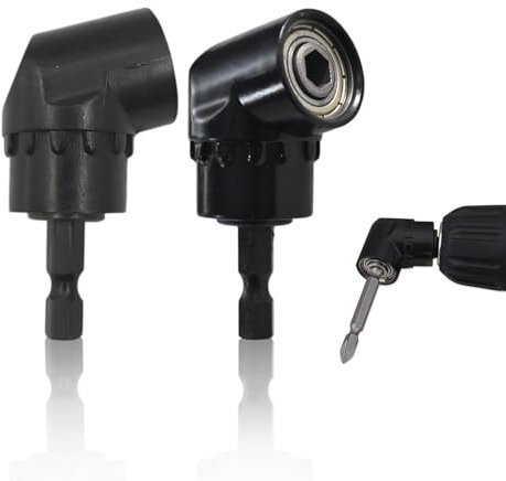 2 Pcs Right Angle Drill Attachment 105 Degree Right Angle Drill Driver Short Angle Screwdriver Angle Drill Attachment 105 Degree Angle Screwdriver Adapter for Narrow Workspaces (Black)