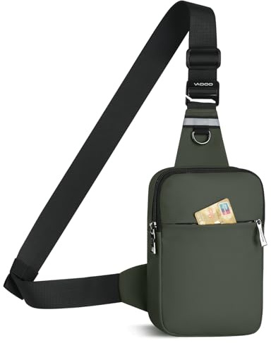 BROADREAM Sling Chest Crossbody Bag, Wasserdicht Umhängetasche Brusttasche Schultertasche Herren Damen - Handytasche mit RFID-blockierende Reißverschlusstasche Geeignet für Outdoor-Sport und Wandern
