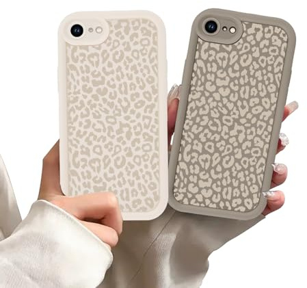 Zrutru 2 Pack Leopard Phone Cases for iPhone SE 2020/SE 2022/7/8 Cheetah Cases for Women,Cheetah Print Phone Case Raised Camera Protection,Soft TPU Shockproof Silicone Funda for iPhone 7 4.7 Inch