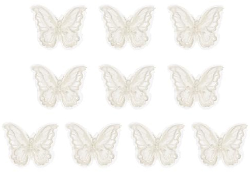 PATIKIL 10 Stück Stickerei Spitze Schmetterling Applikation, 1,6x2 Schmetterling Aufbügler mit Doppelschicht Organza Applikationen für Kleidung Hochzeitskleiderk, Beige