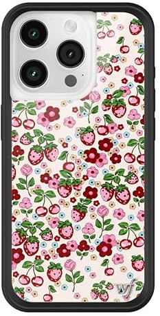 Wildflower Schutzhüllen – kompatibel mit Apple iPhone 15 Pro, schützender schwarzer Stoßfänger, 122 cm Falltest-Zertifiziert, für kleine Unternehmen in Frauenbesitz, Berry World – Fruchtkirschen,