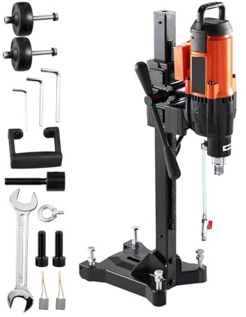 Pillar Drill, 2500W Diamond Brick Core Drilling Machine 10in Wet Concrete Core Drill Rig with Stand Wheels 750RPM Speed Drilling Machine,for Home, Garden DIY