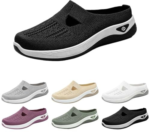 Ciabatte Estive Donna,Ciabatte Ortopediche Donna Estive Pantofole Antiscivolo Chiuse Scarpe con Plantare Estraibile Morbido Traspiranti Sneakers Leggere Casa Comode (Nero,39)