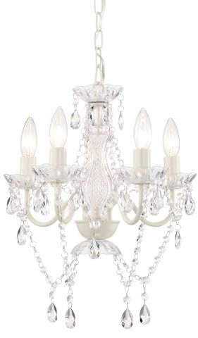 Alighting Moderner Kleiner Kronleuchter in Weiß – 4-Flammige Pendelleuchte Ø 41 cm, Elegante Deckenlampe für Kleine Räume, Schlafzimmer, Flur, Esszimmer