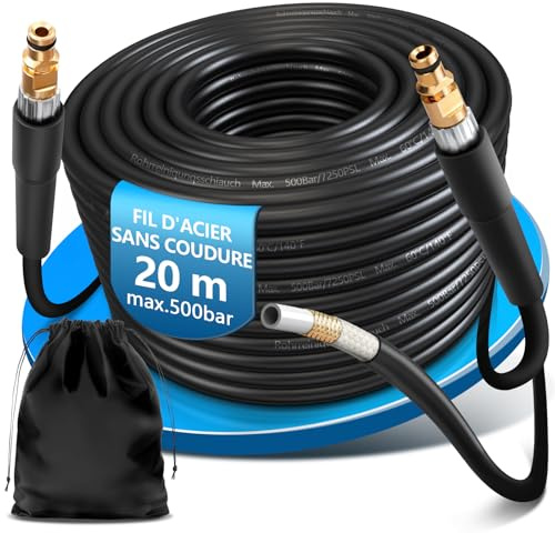 4-Lagiger Hochdruckschlauch 20m 500bar Geeignet für Kränzle Kärcher K2-K7 | mit Quick Connect-Anschluss, Hochdruckreiniger Hochdruckschlauch Ersatzschlauch Abflussreiniger Hose Verlängerungsschlauch