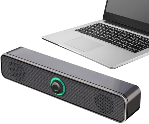 Acunny Enceinte pour ordinateur portable - Barre de son avec basses profondes - Alimentation USB pour scène, musique, salle de classe, PC, voiture, tablette, TV, projecteur, moniteur - Pour tablette