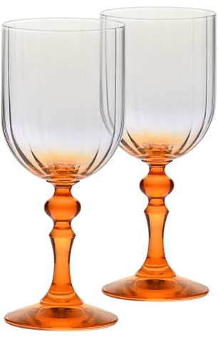 Krosno Weingläser 2er Set, 300 ml, Orange, Bubble Celebration Moments | Gläser Set, Bleifreies Kristall Weinglas, Weißwein, Rosé, alkoholfreie Cocktails und besondere Anlässe, Spülmaschinenfest