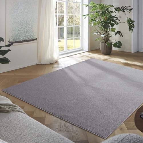 Taracarpet Teppich Kurzflor weicher Designer Uni Bodenbelag Madrid fürs Wohnzimmer, Kinderzimmer, Schlafzimmer und die Küche geeignet New Grau 80x150 cm