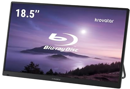 Krovatar Portable Blu-Ray DVD Player with Screen, 18.5in FHD IPS | 178° Wide Viewing Angle, Dolby and Dts Audio, Hdmi In, Type-C and USB-A Ports, Aluminum Alloy Body, 45w Fast Charger